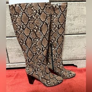 Women’s Snake Skin Brandee Knee High Heeled Fashion Boots